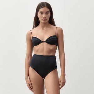 ZIAH Almond Fine Strap Bikini Top In Black